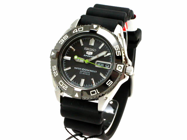 逆輸入セイコー ファイブスポーツ Ref.SNZB23J2 ブラック・ウレタンベルト 自動巻 USED