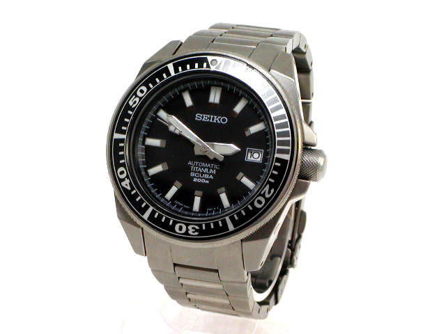 セイコー スキューバ200m チタン 自動巻 43mm SBDA001 7S25 USED　