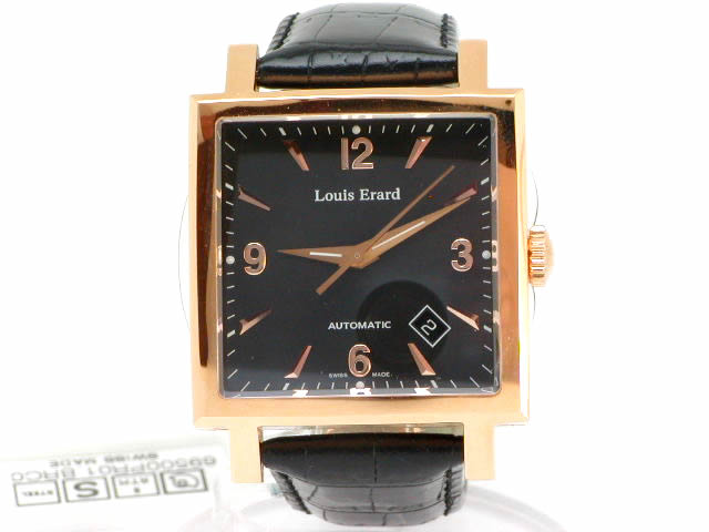 ルイ・エラール カレ PVD 黒文字盤 自動巻き 69 500 PVDR02