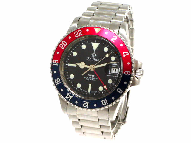 ゾディアック 200m防水 GMT クオーツ リズム時代の取説つき USED　