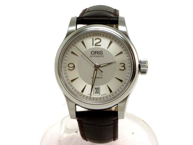 オリス クラシック φ37.0mm シルバー文字盤 カーフストラップ