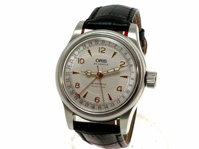 オリス ビッグクラウン ポインターデイト シルバー文字盤 カーフベルトφ40mm