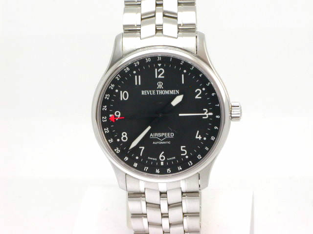 レビュートーメン エアスピード クラシック 38mm SSブレス 黒文字盤 　Revue Thommen