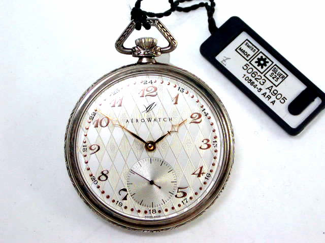 アエロ シルバー925 純銀懐中時計 手巻 50623A905 USED