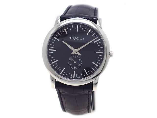 グッチ 5600M ブラック 手巻き 黒クロコダイルベルト メンズ 未使用 　新品