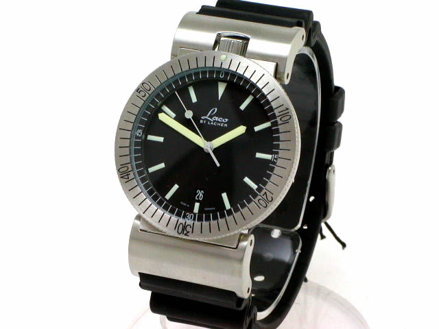 ラコ ネイビーシリーズ クオーツ デイト 40mm ラバーベルト 862014　新品 Laco