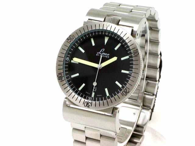 ラコ ネイビーシリーズ クオーツ デイト 40mm SSブレスレット 862016　新品 Laco