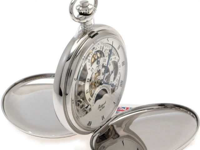 ラポート 懐中時計 PW41 手巻 デュアルタイム サン&ムーン ダブルハンター 新品