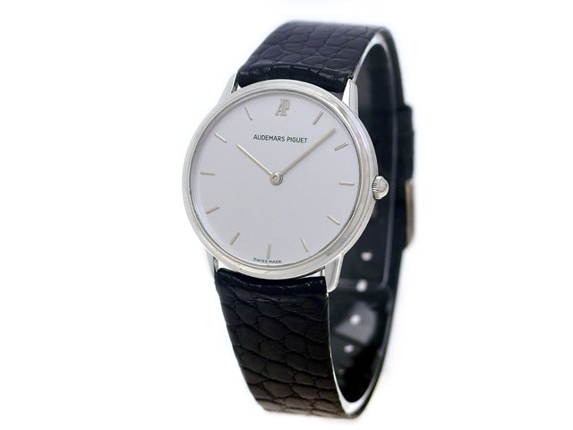 オーデマピゲ 18KWG Cal.2612 8石 ラウンド 2針 クオーツ メンズ USED Audemars Piguet