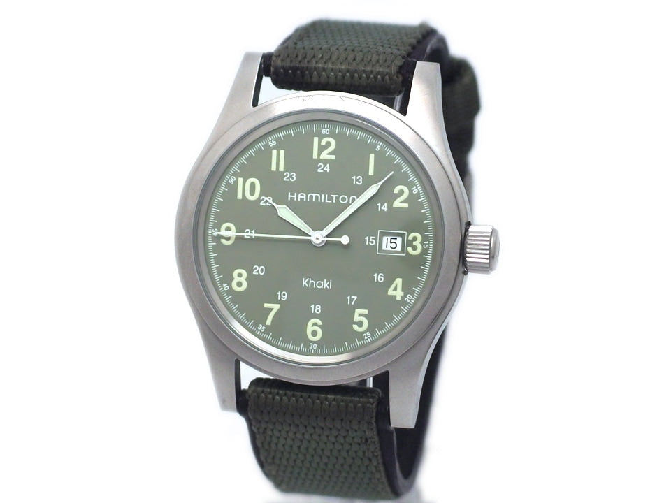ハミルトン カーキ 000092 グリーン文字盤 42mm クオーツ USED Hamilton