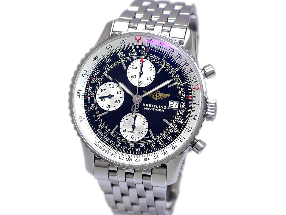 Breitling Old Navitimer A13022 Black Dial Automatic Winding Overhauled 1995-2002 USED