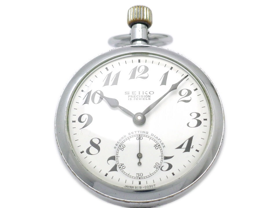 セイコー プレシジョン 懐中時計 91-0020 15石手巻 鉄道時計 門鉄 OH済 昭和43年製 Seiko