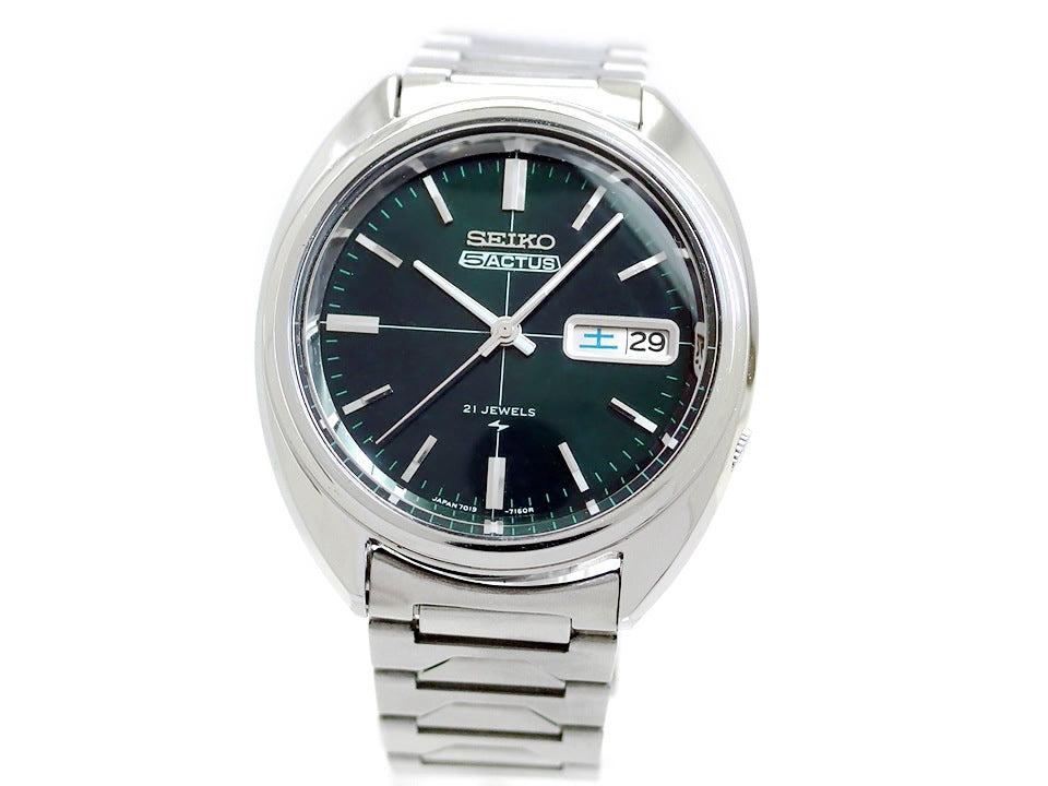 セイコー 5アクタス 7019-7070 グリーン文字盤 21石自動巻 OH済 昭和46年製 Seiko