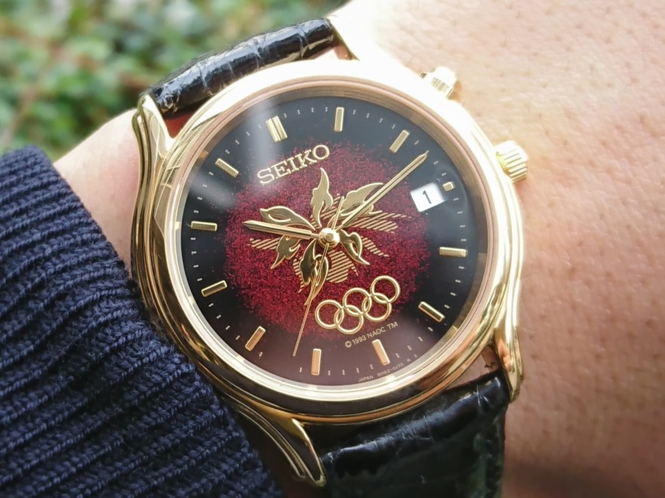 セイコー 長野オリンピック記念 5M42-0F60 漆モデル キネティック 1998年 USED Seiko