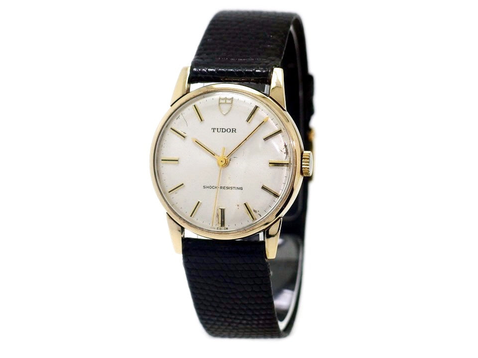 チュードル 9金 ノンオイスターケース 32mm 盾ロゴ Cal.2403 手巻 OH済 1970年代 Tudor