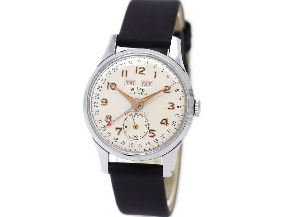 RUKO Ref. 180-C Swiss-made Triple Calendar 17 Jewels Venus 203 Hand-wound Overhauled 1950s