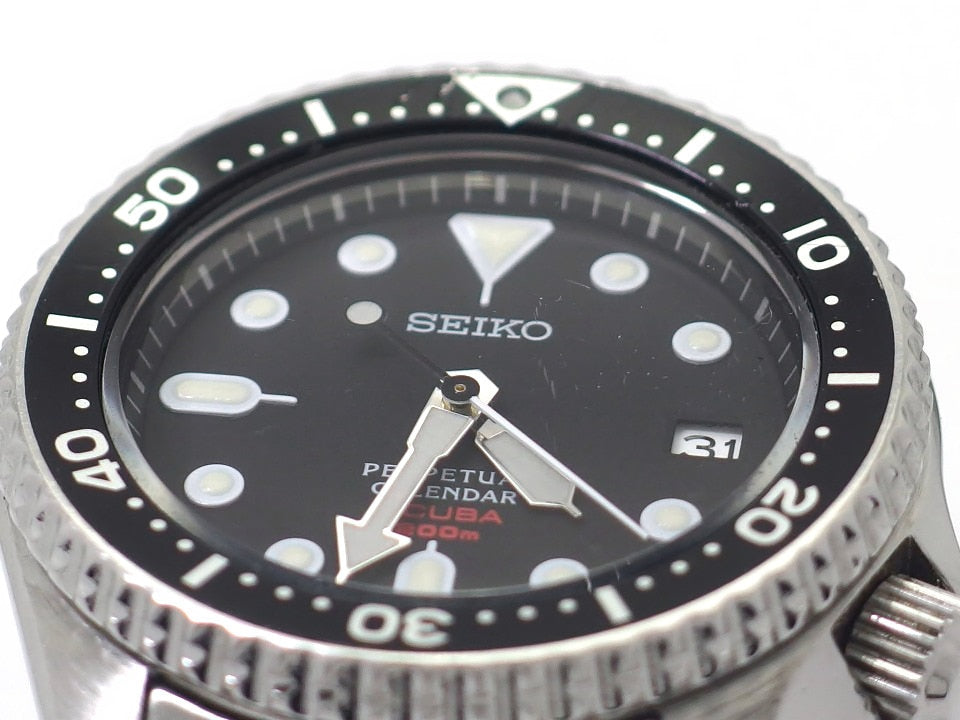 セイコー ダイバー SCUBA 200m 8F35-00A0 純正ブレスレット パーペチュアルカレンダー クオーツ USED Seiko