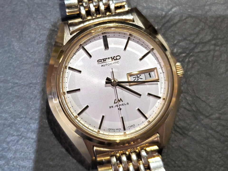 セイコー ロードマチック 5606-7190 ワンピースケース 金メッキ 純正ブレスレット 自動巻 OH済 昭和49年/1974年製
