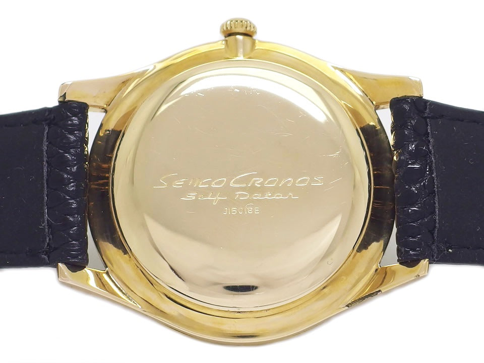 セイコー クロノス セルフデータ 15016E クロスライン ケース金メッキ/裏蓋金張り 21石 手巻 OH済 昭和38年/1963年製