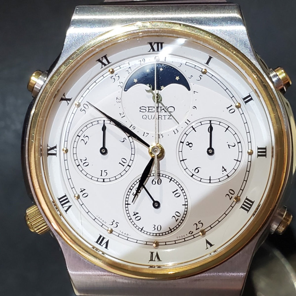 セイコー ムーンフェイズ クロノグラフ SJH010 7A48-7000 クオーツ 1983年製 USED Seiko