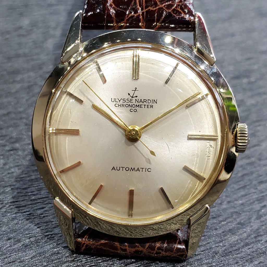 Ulysse Nardin Automatic Chronometer, 14K solid gold, 17 jewels, self-winding, serviced, 1950s
