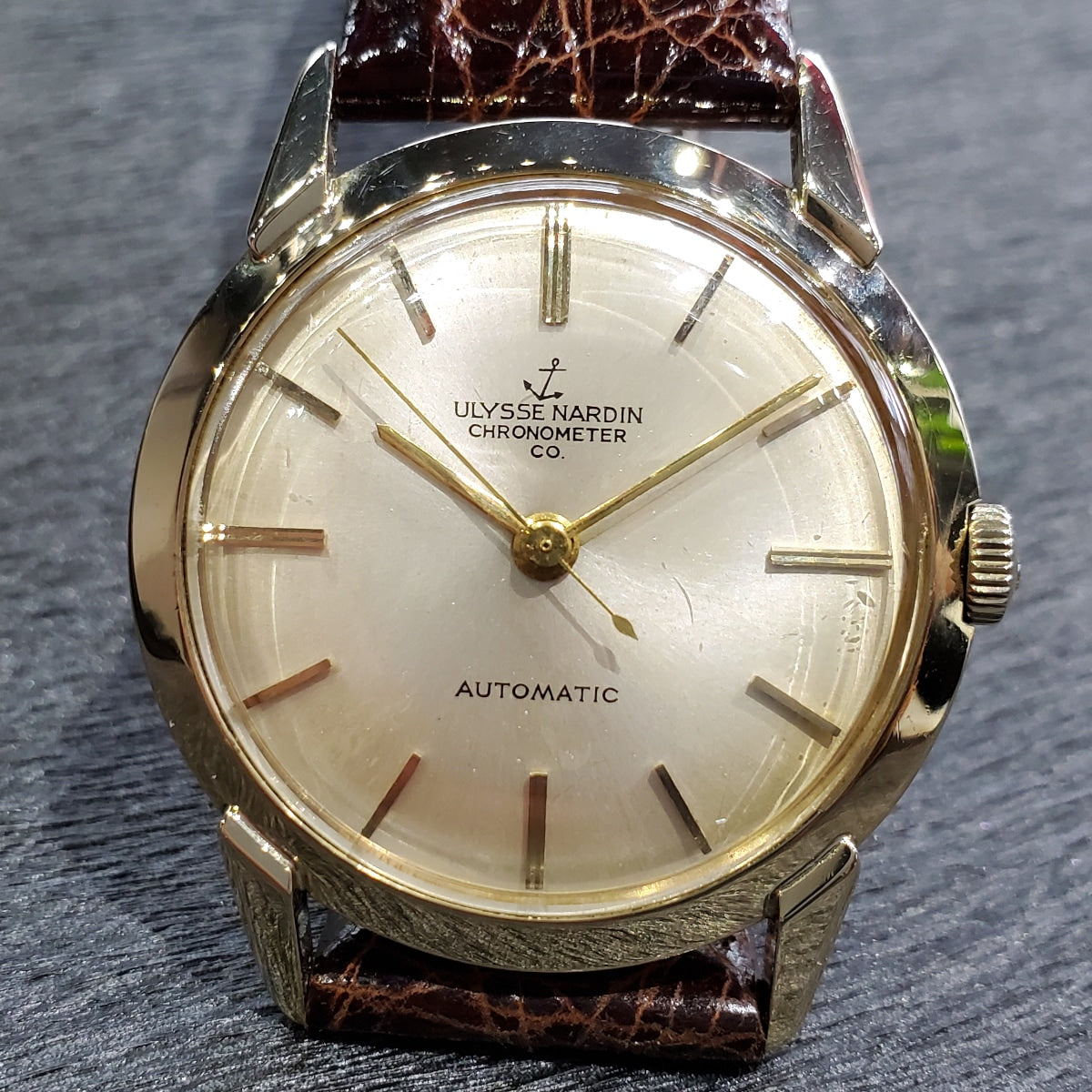 Ulysse Nardin Automatic Chronometer, 14K solid gold, 17 jewels, self-winding, serviced, 1950s