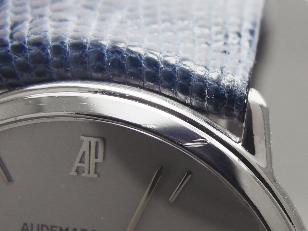 オーデマピゲ 18金ホワイトゴールド ラウンドケース 31mm メンズ 純正金尾錠 クオーツ USED Audemars Piguet