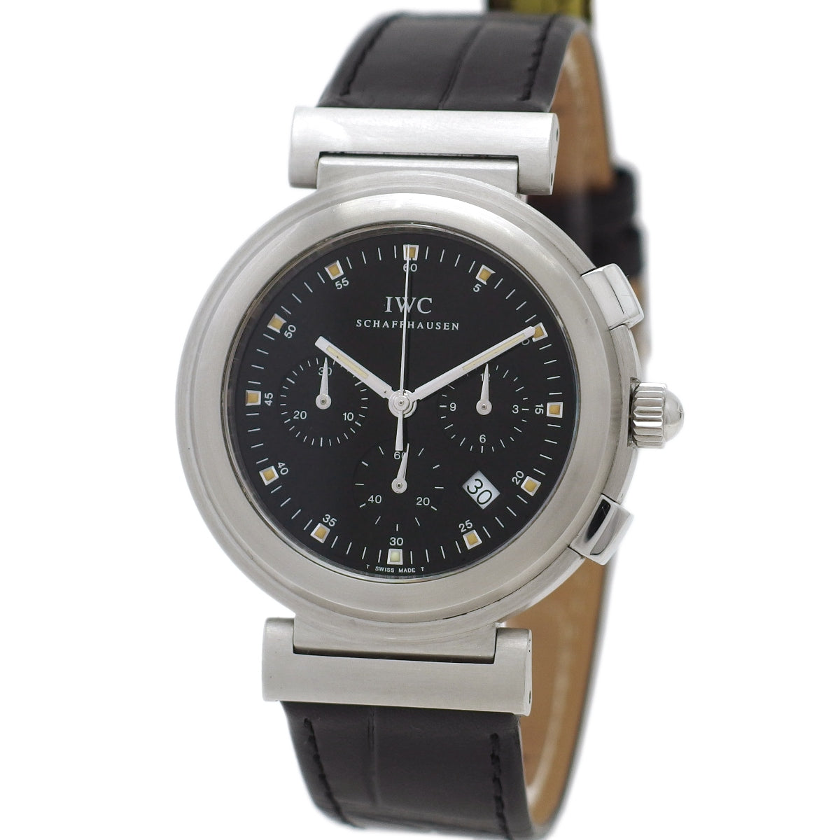 IWC ダ・ヴィンチ SL IW3728 クロノグラフ ブラック文字盤 純正尾錠 クオーツ OH済 1997年製 USED