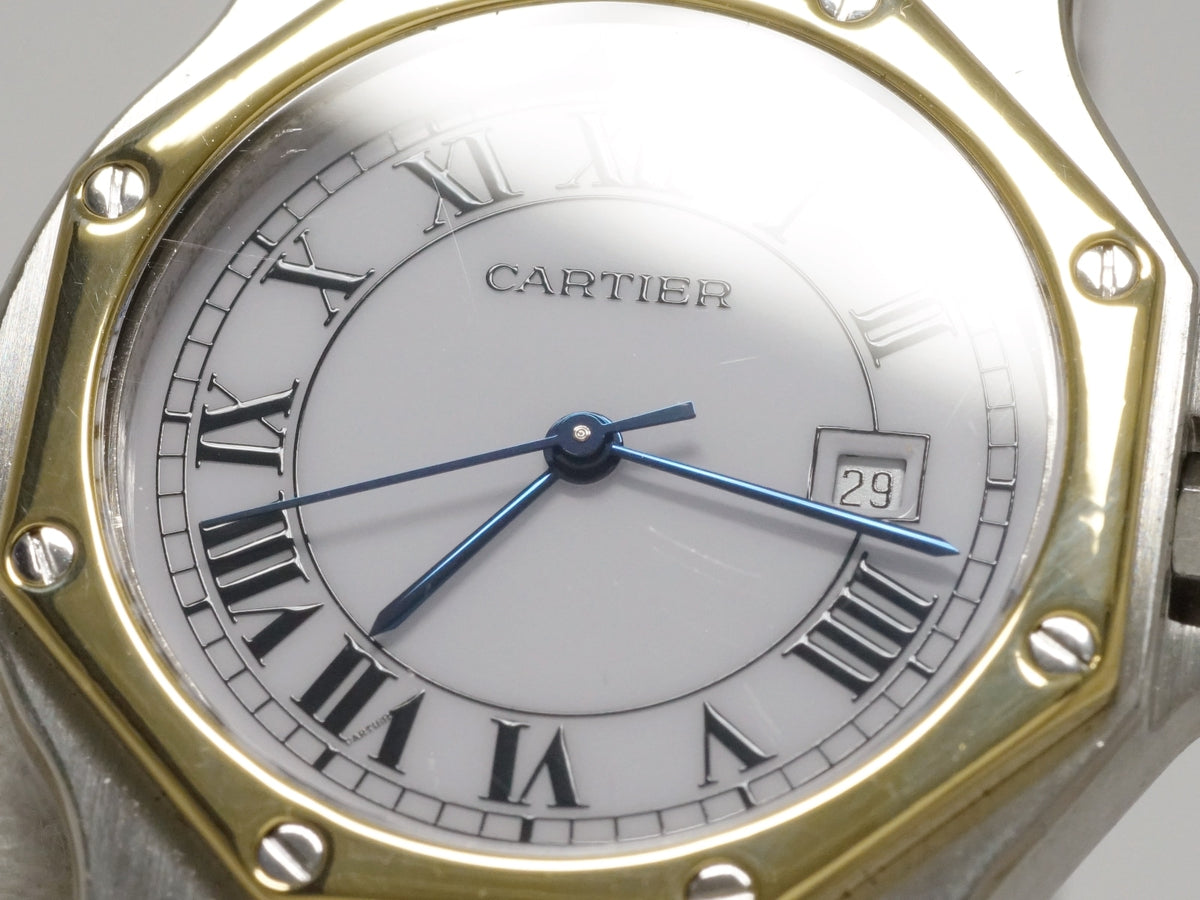カルティエ サントス オクタゴン LM 30mm Ref.2966 コンビ 自動巻き 国際永久保証書付き コンプリートサービス済 1980年購入品