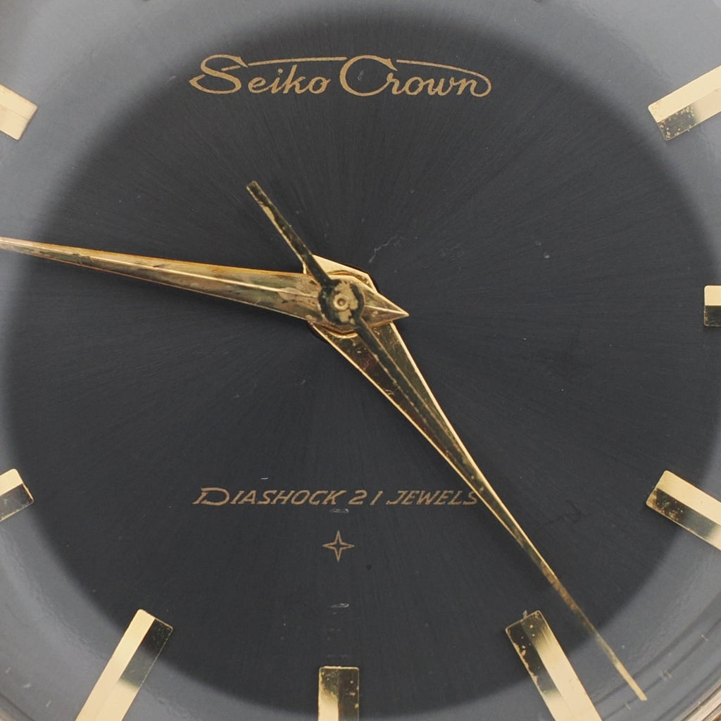 セイコー クラウン J15003E 金メッキ 黒文字盤 Cal.560 21石 手巻 OH済 昭和37年/1962年製 Seiko Crown