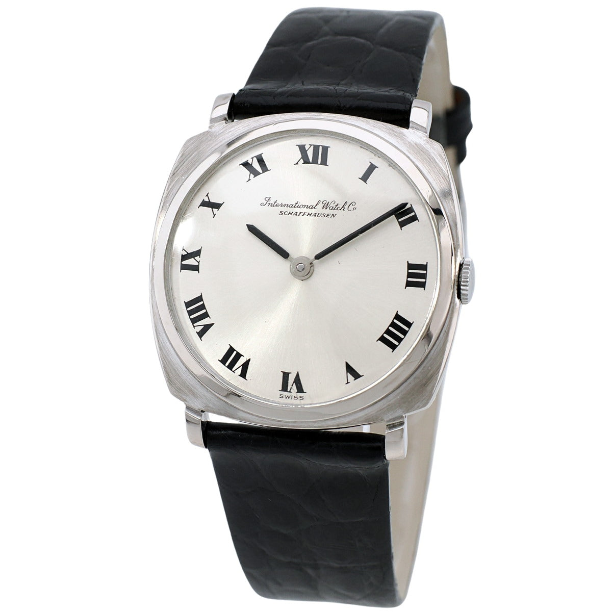 IWC 18k solid white gold Ref. 2501, 31mm diameter, Roman numeral indices, Cal. 423 manual-wind, overhauled, made in 1974