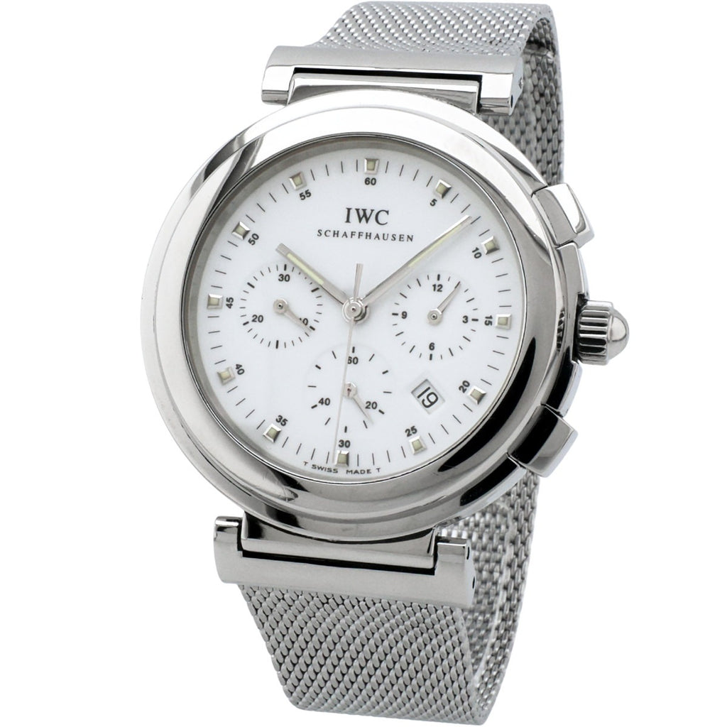IWC ダ・ヴィンチ SL クロノグラフ IW3728 ホワイト文字盤 旧純正メッシュベルト クオーツ 1996年製 USED