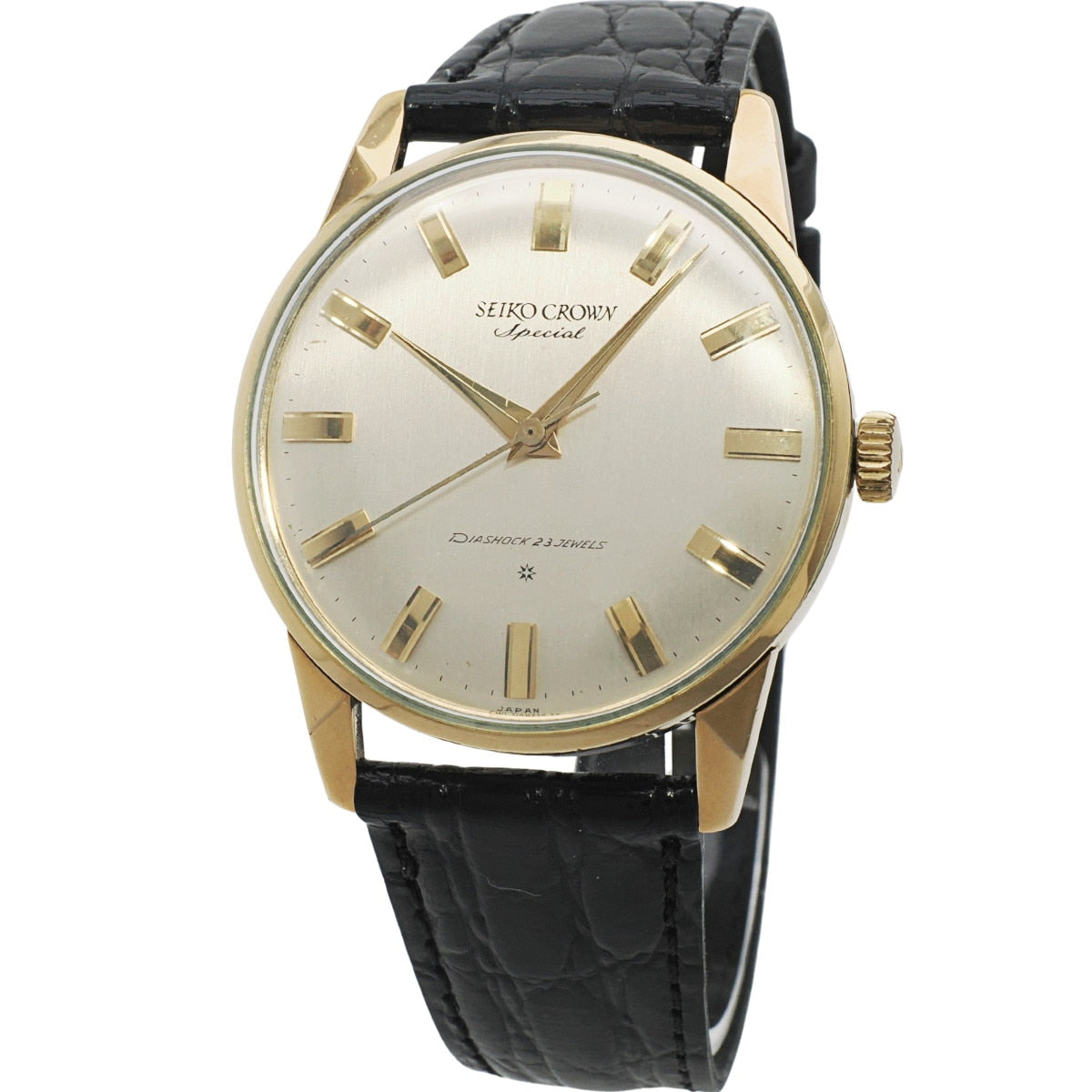 Seiko Crown Special Gold Filled J14100E SD Dial Case Back Chipped Cal.341 Manual Winding O.H. 1963