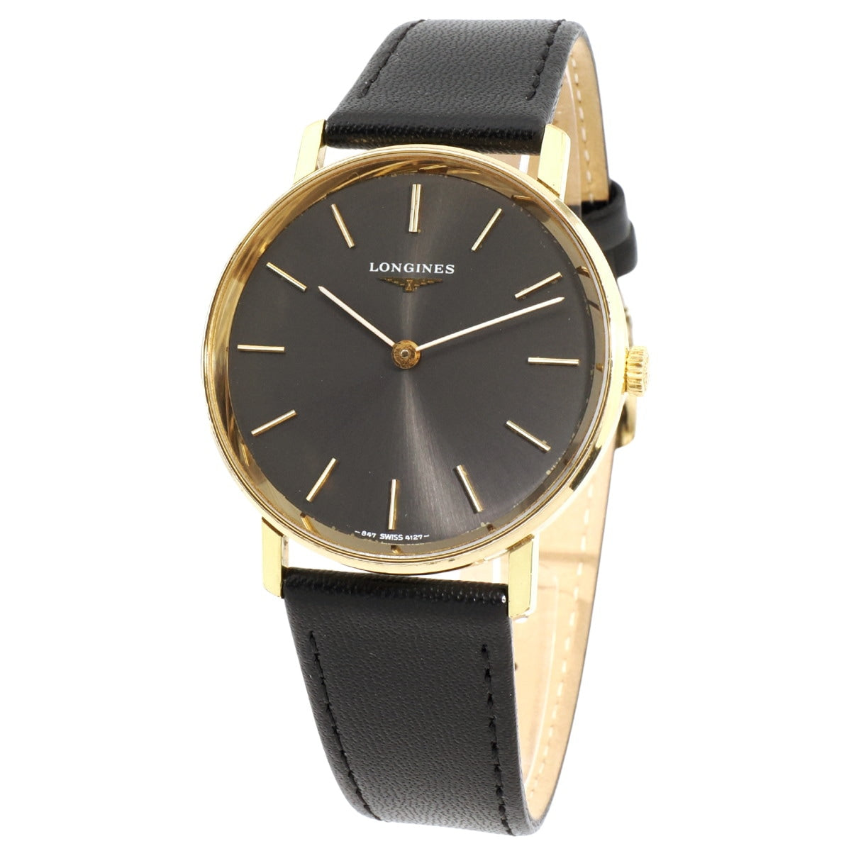 Longines Ref.4127 with warranty, thin gold-plated case, original buckle, Cal.L847.4 manual-wind, overhauled, 1978 production.