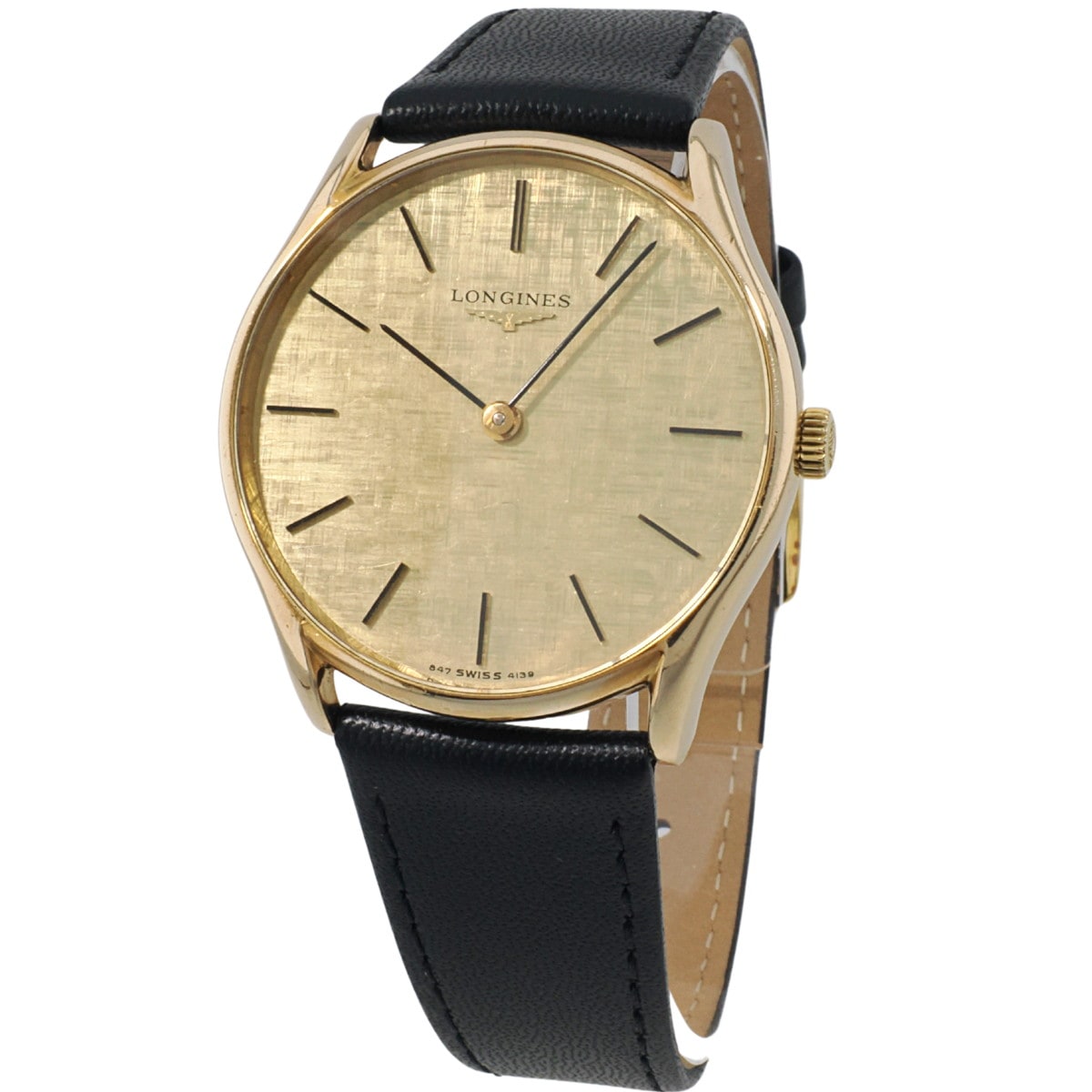 Longines Ref.4139 Ultra-thin 2-hand Mosaic Dial, Original Buckle, Cal.L847.4 17 Jewels, Manual-wind, Overhauled, Manufactured in 1977