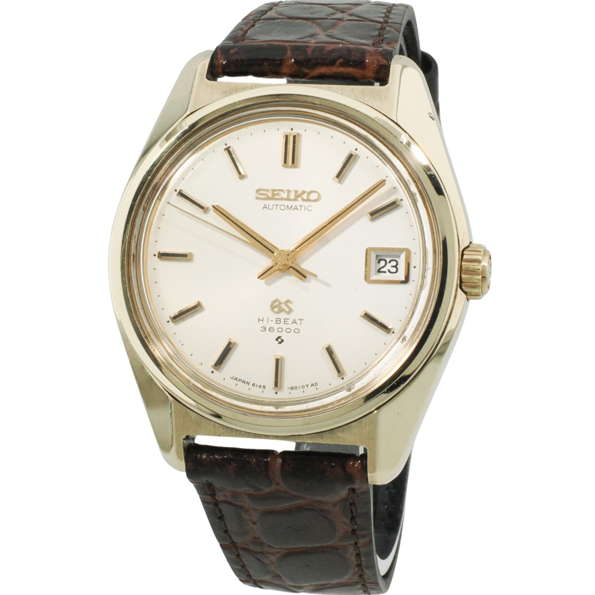 Grand Seiko 6145-8000 Cap Gold 10 Beat Automatic Overhauled Manufactured in 1968 (Showa 43)