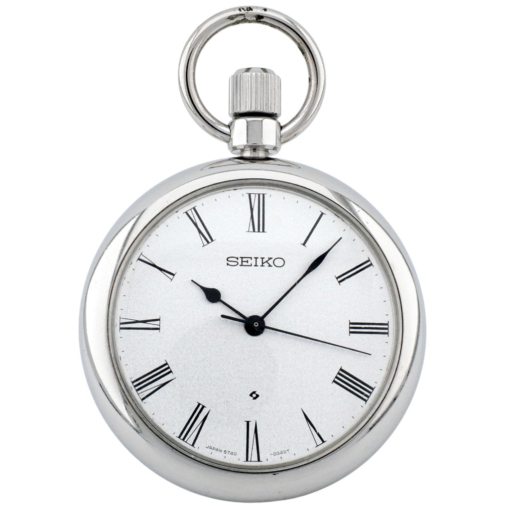 Seiko Pocket Watch 5740-0080, Stainless Steel, Roman Index, 10-Beat, Lord Marvel Cal. 5740C, Manual Wind, Serviced, Made in 1974 (Showa 49)