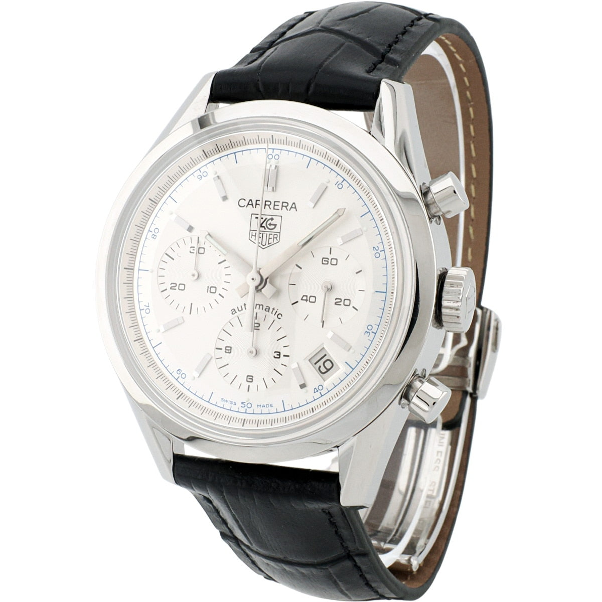 TAG Heuer Carrera Chronograph Reissue CV2110-0 Automatic, Overhauled, Pre-owned, Complete with box and papers (includes past manufacturer repair statements)