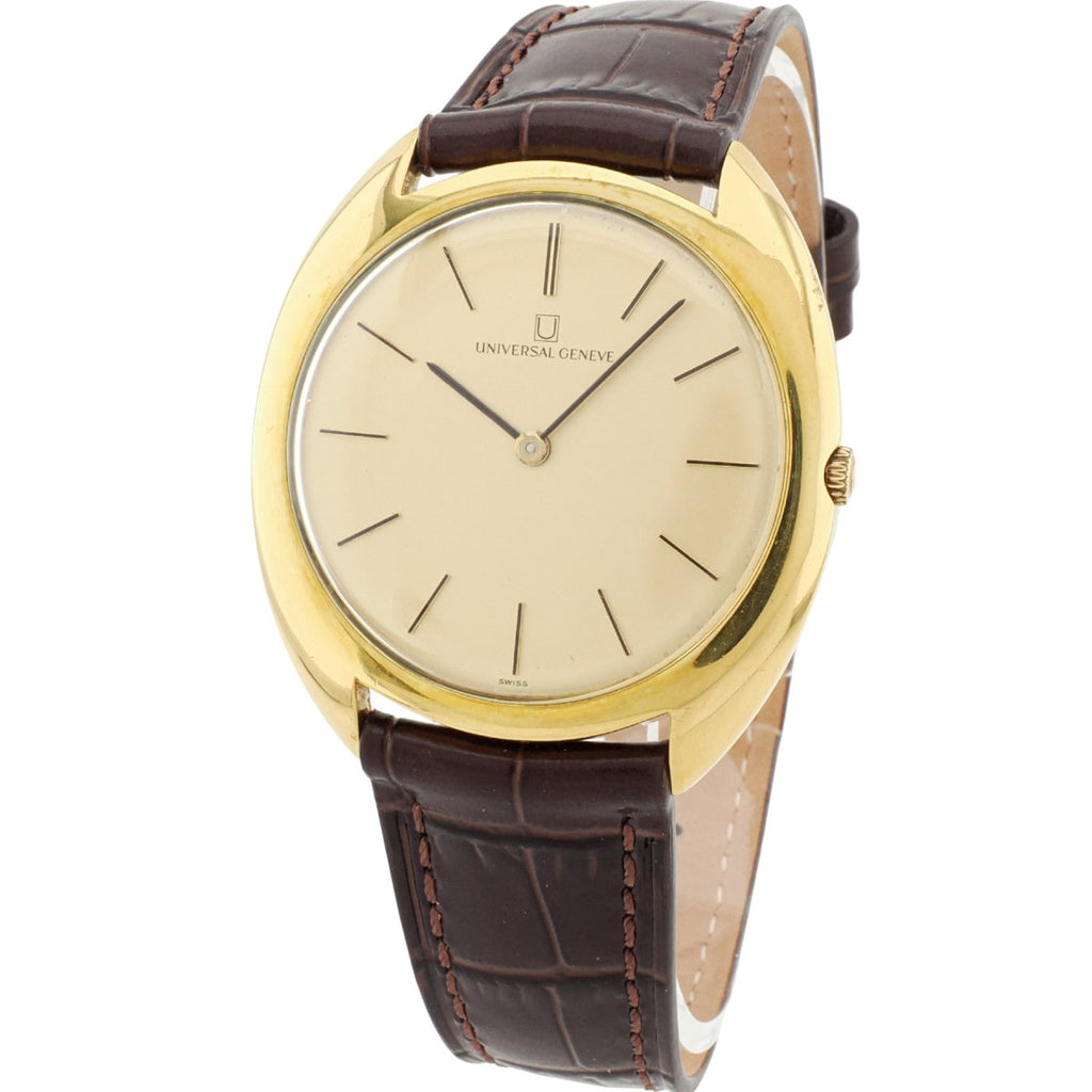 Universal Genève Ref. 542111/03, gold-plated, original buckle, Cal. 42, 17 jewels, manual-wind, serviced, circa 1970.