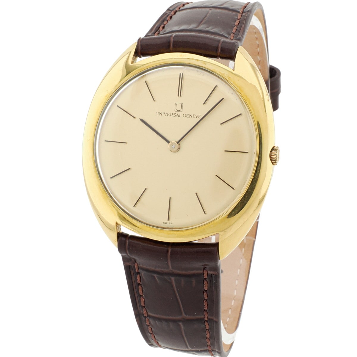 Universal Genève Ref. 542111/03, gold-plated, original buckle, Cal. 42, 17 jewels, manual-wind, serviced, circa 1970.