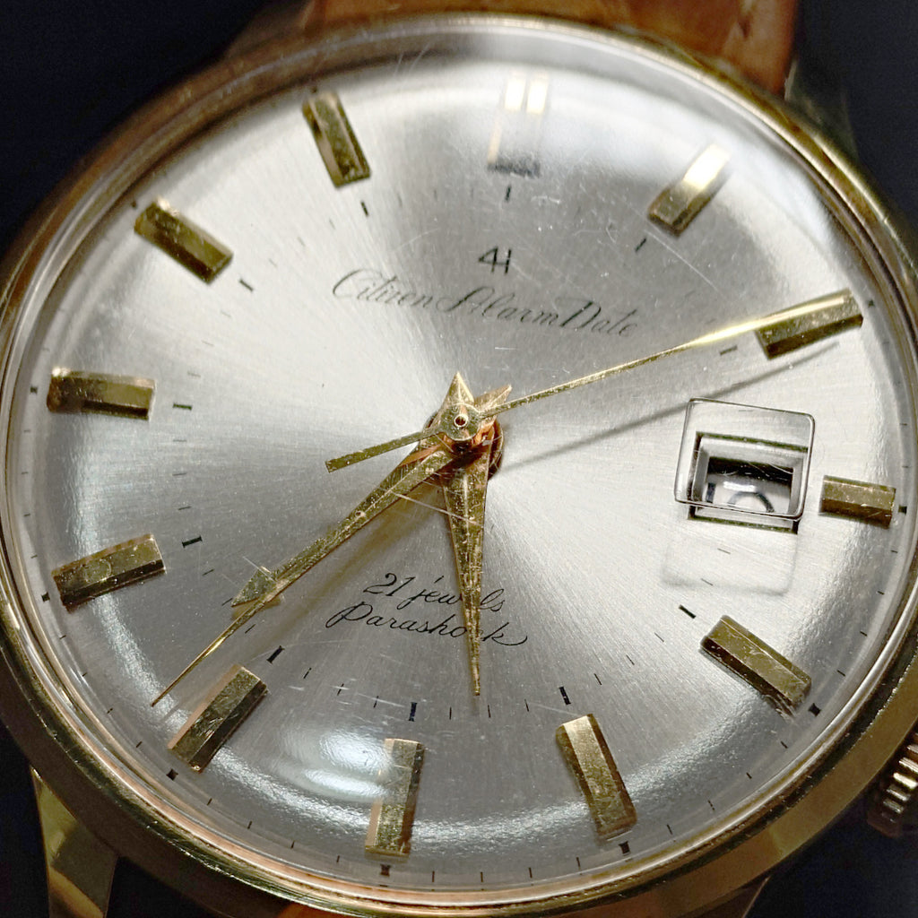 シチズン アラームデイト 4H フォーハンド Ref.ALD15701 CGP 金メッキ 手巻 OH済 1964年製/昭和39年