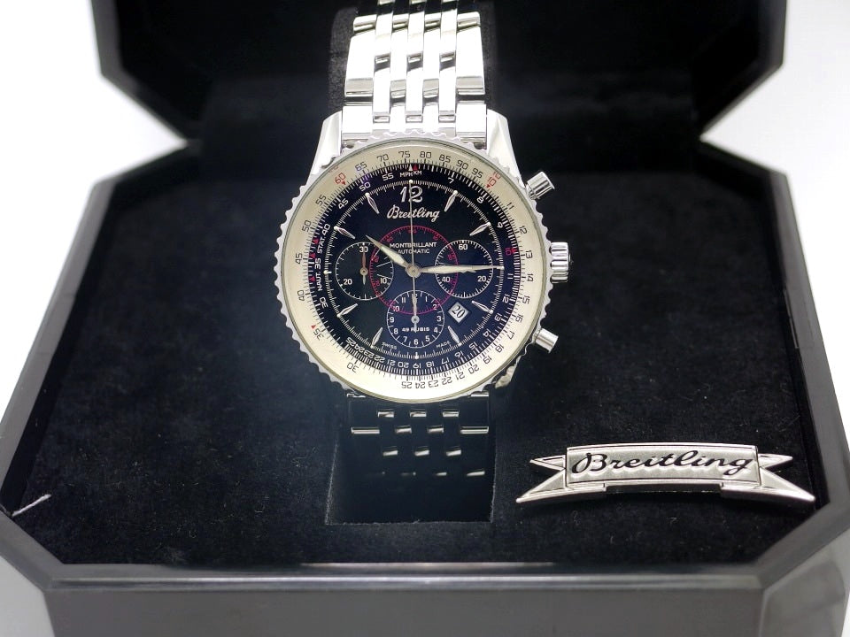 [Rare Item] Breitling Navitimer Montbrillant A41030 Black Dial 38 Jewels Automatic Winding Overhauled Circa 1999 USED