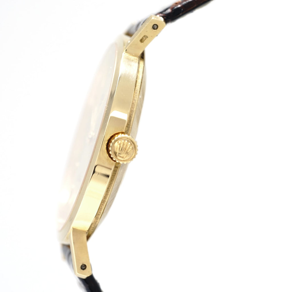 ROLEX Cellini Men's Ref. 4112 18K Solid Gold Original Buckle Cal. 1601 19 Jewels Hand-Wound Overhauled Made in 1981 Rolex