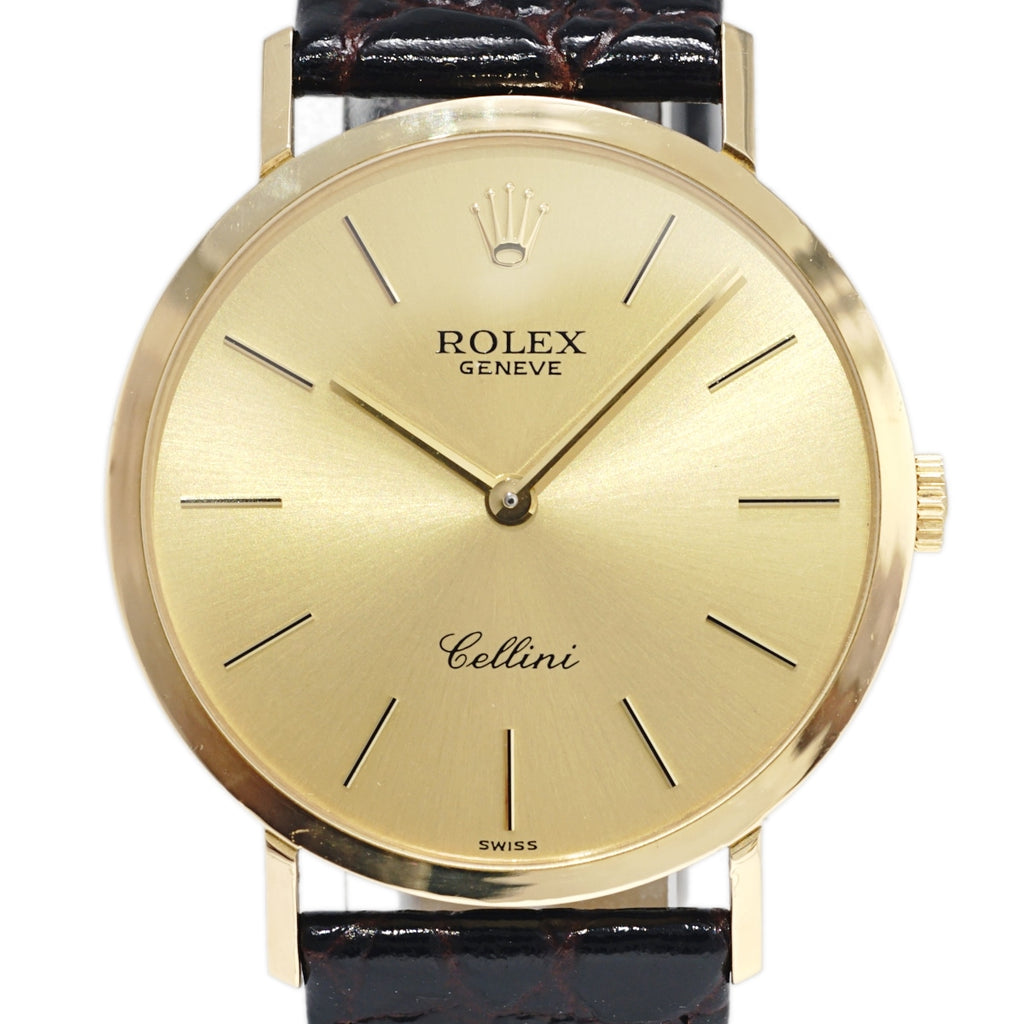 ROLEX Cellini Men's Ref. 4112 18K Solid Gold Original Buckle Cal. 1601 19 Jewels Hand-Wound Overhauled Made in 1981 Rolex
