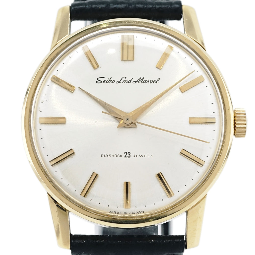 Seiko Lord Marvel Solid 18K Gold Ref. 5740-1990 with Original Buckle and Box, Cal. 5740A Hand-wound, Overhauled, Made in 1964
