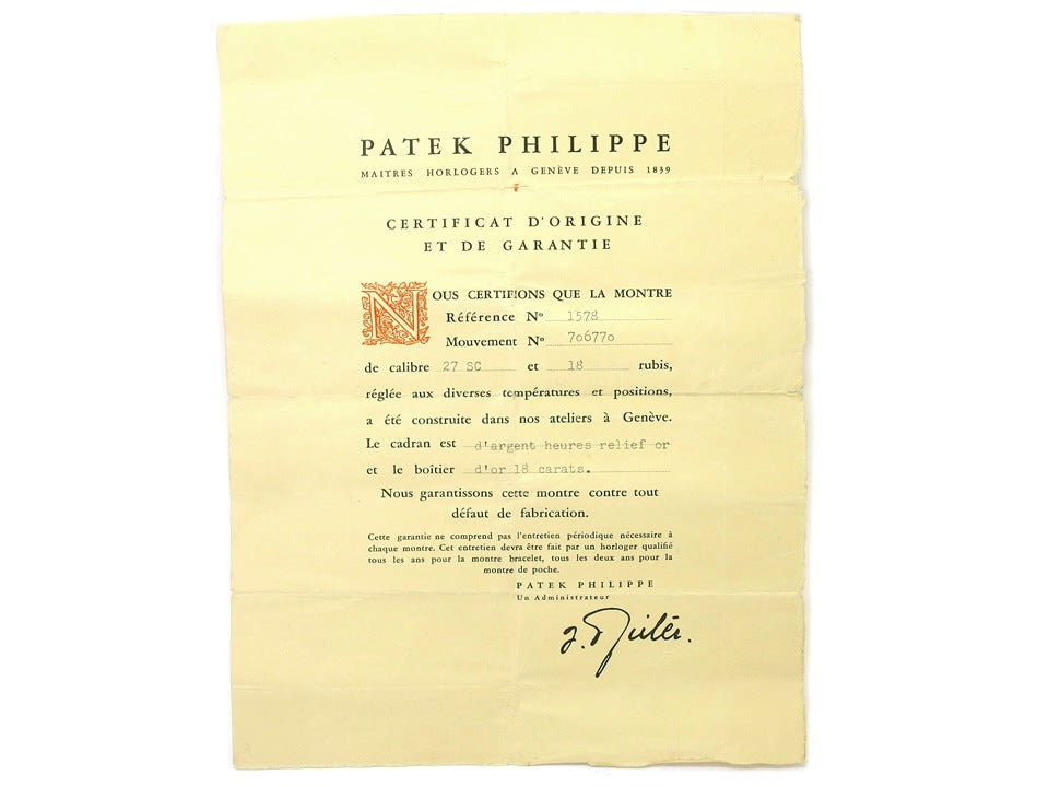 Patek Philippe Calatrava Ref. 1578 18K Yellow Gold with Guarantee and Archives Cal. 27SC Manual Winding Overhauled Made in 1956