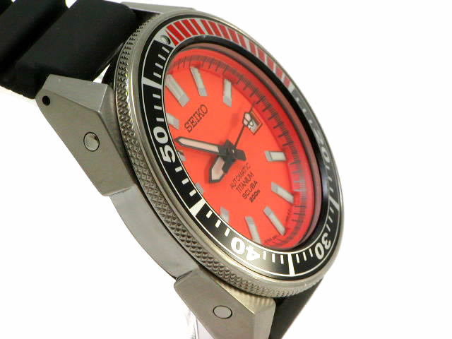 セイコー チタン スキューバ200m オレンジ 自動巻 43mm SBDA005 USED