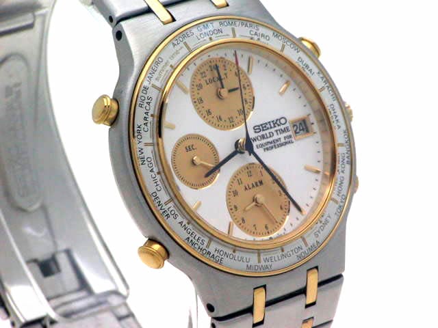 セイコー ワールドタイム GMT アラーム 5T52-7A00 クオーツ USED
