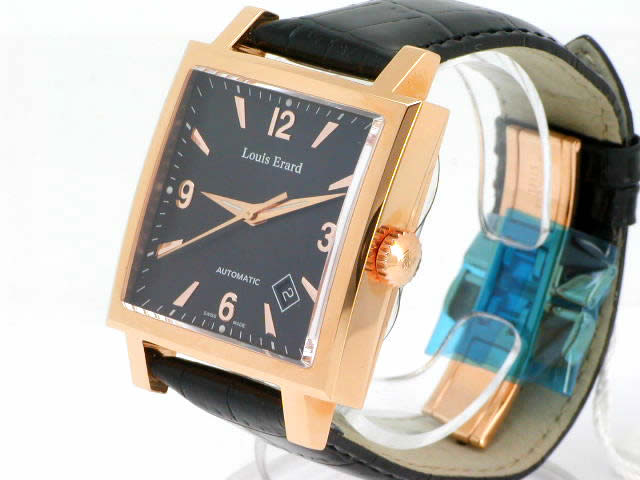 ルイ・エラール カレ PVD 黒文字盤 自動巻き 69 500 PVDR02