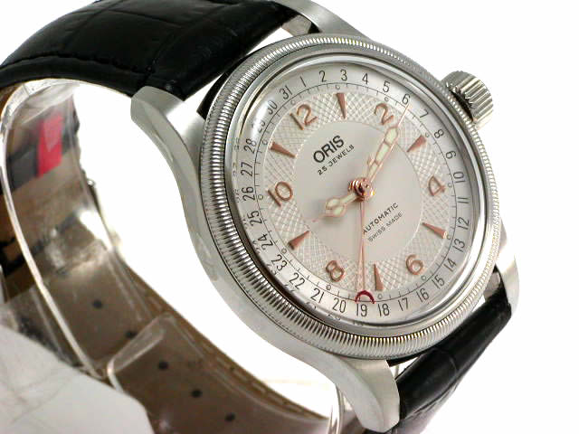 オリス ビッグクラウン ポインターデイト シルバー文字盤 カーフベルトφ40mm